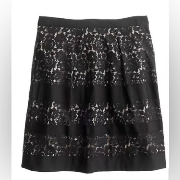 J Crew Floral Lace Contrast Stripe Skirt NWT - Picture 8 of 8